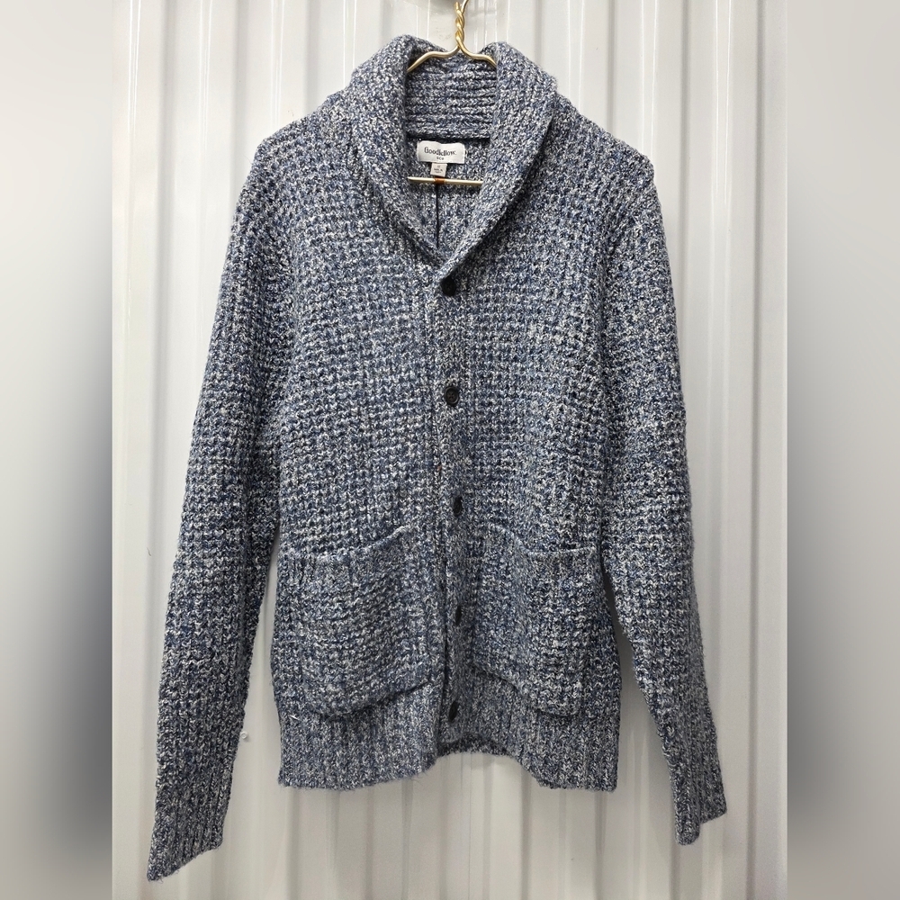 Goodfellow & Co Men's Blue Textured Cardigan